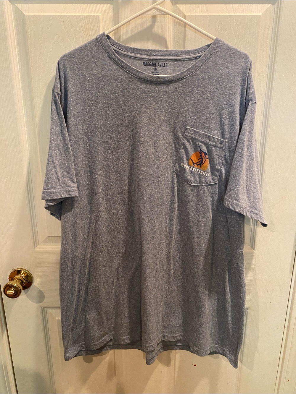 Margaritaville Heather Gray Short-Sleeve Pocket Tee with Orange Logo 3XL
T-4